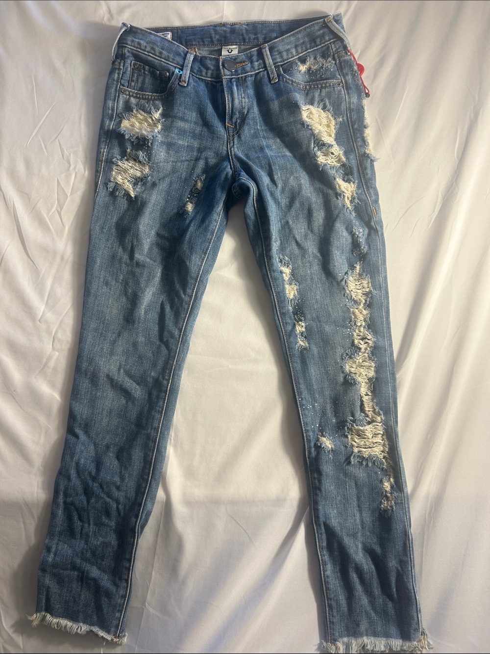 Women’s True Religion 24 Distressed Cameron Slim Boyfriend Jeans